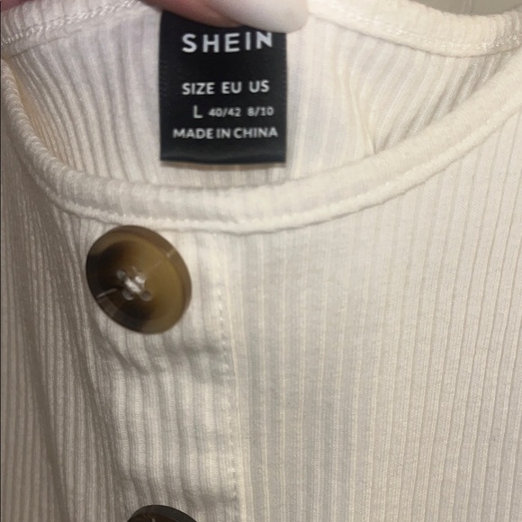SHEIN White Buttoned Crop Top & Olive Shorts Set size Large - Picture 4 of 13